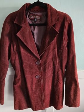 Vintage Hypo Active Womens XL Suede/ Leather Red Jacket Button Up Lightweight